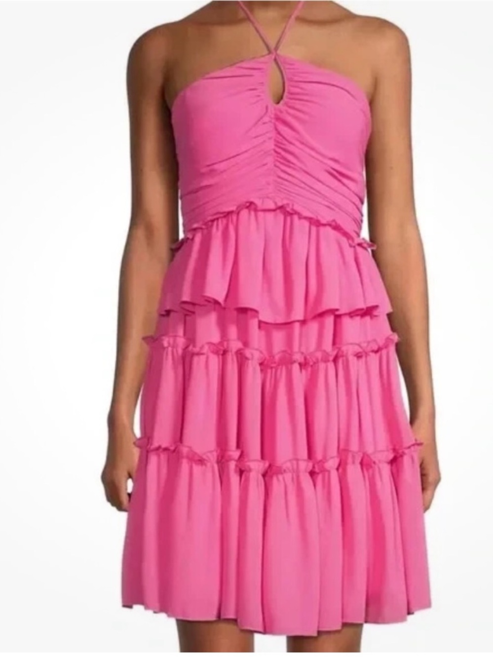 One33 Social Neiman Marcus Ruffle Tiered Halter Mini Dress, Size 10, NWT